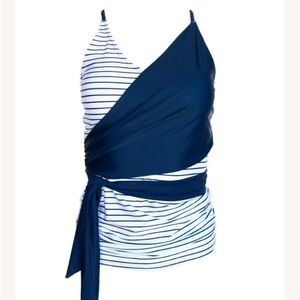 Nani Pinstripe Wrap Tankini